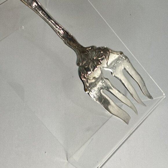 Vintage Oxford Silver Plate Narcissus Cold Meat Fork Art Nouveau 1908 8 1/4" - Picture 7 of 9